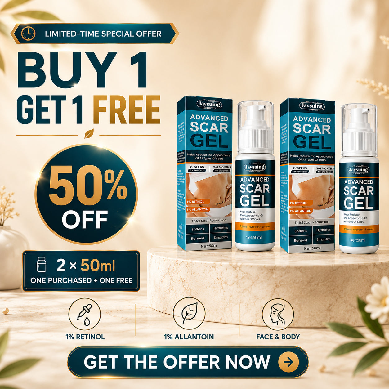 Advanced Scar Gel™ | Visible Scar & Mark Care for Smoother-Looking Skin | Pack of 2