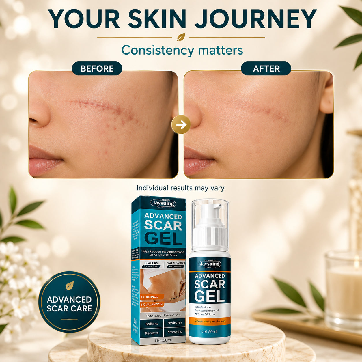 Advanced Scar Gel™ | Visible Scar & Mark Care for Smoother-Looking Skin | Pack of 2