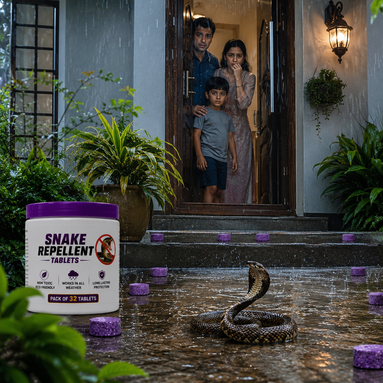 SnakeShield™ Premium Snake Repellent Tablets for Home, Garden & Farm (Pack of 32)