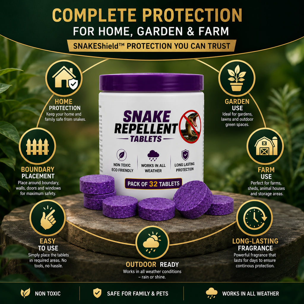SnakeShield™ Premium Snake Repellent Tablets for Home, Garden & Farm (Pack of 32)