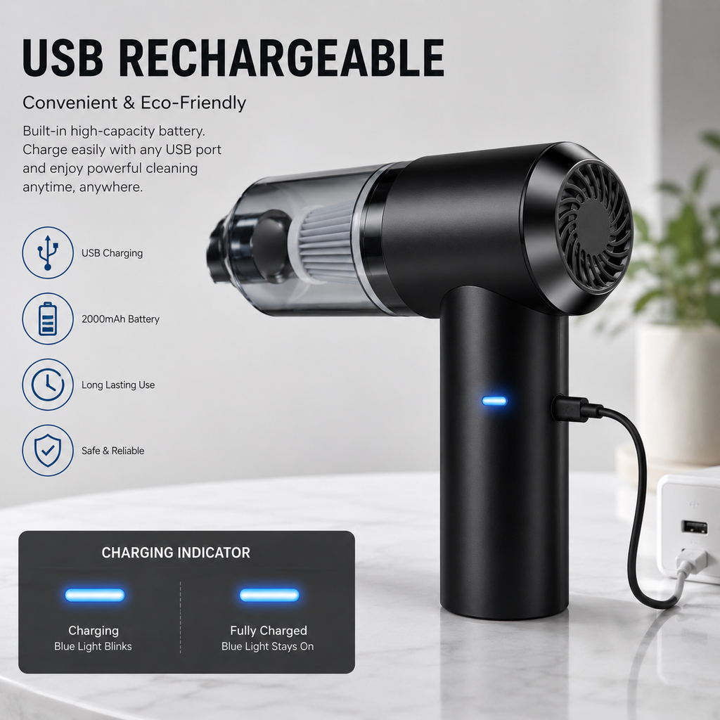 3-in-1 Portable Vacuum Cleaner | Cordless Car & Home Cleaning