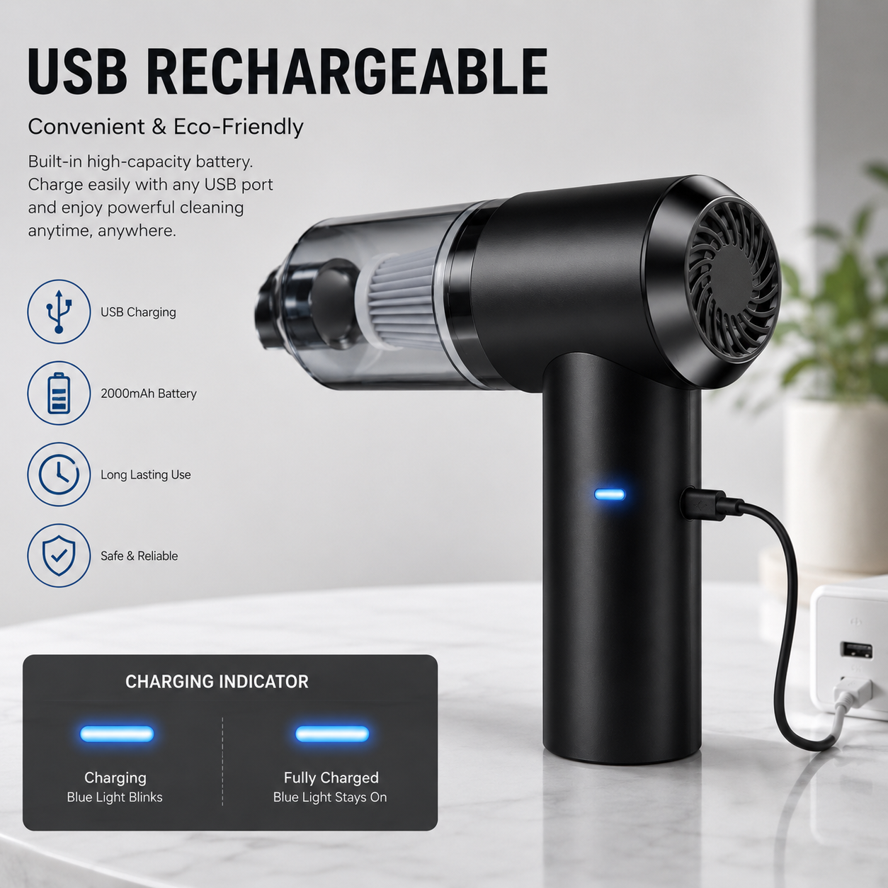 3-in-1 Portable Vacuum Cleaner | Cordless Car & Home Cleaning