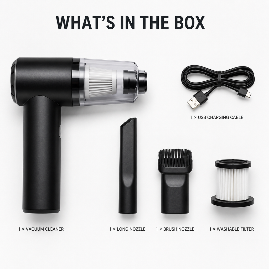 3-in-1 Portable Vacuum Cleaner | Cordless Car & Home Cleaning