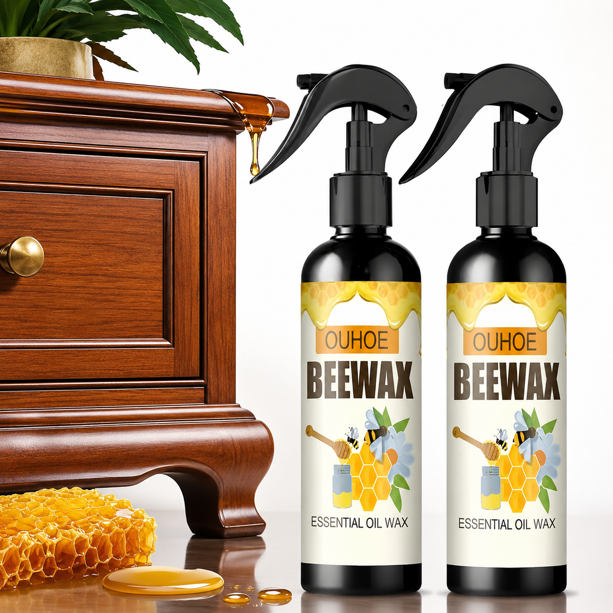 BeeWax Wood Polish Spray (Buy 1 Get 1 Free) – Restore Shine & Protect Wooden Furniture