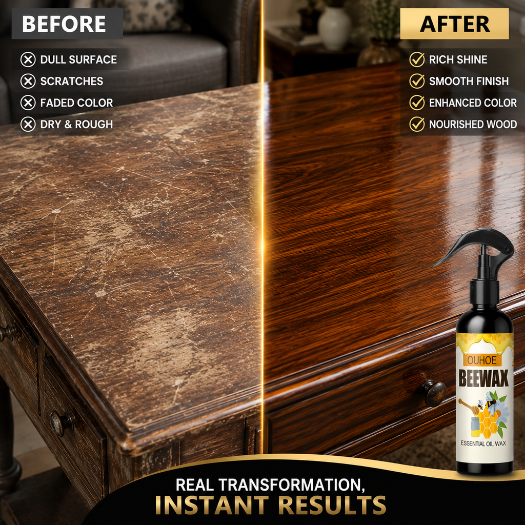 BeeWax Wood Polish Spray (Buy 1 Get 1 Free) – Restore Shine & Protect Wooden Furniture