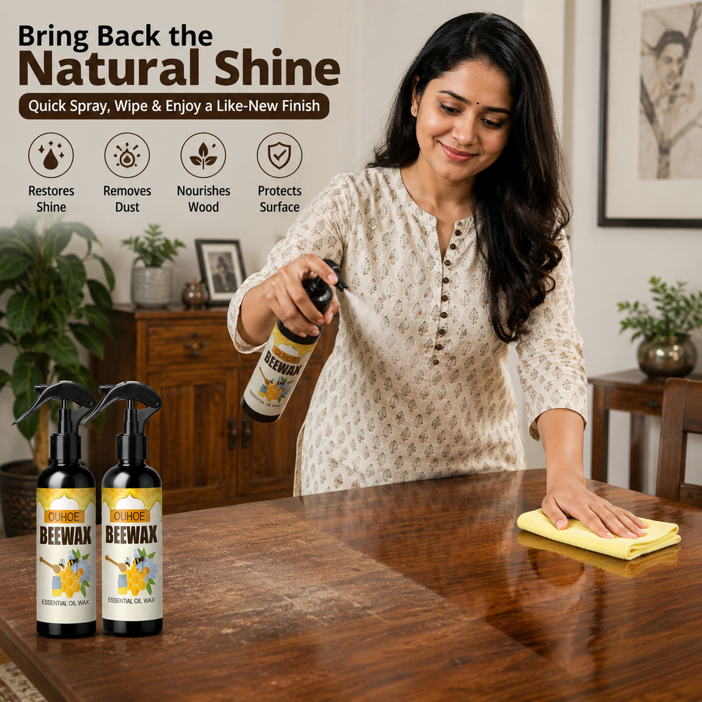 BeeWax Wood Polish Spray (Buy 1 Get 1 Free) – Restore Shine & Protect Wooden Furniture
