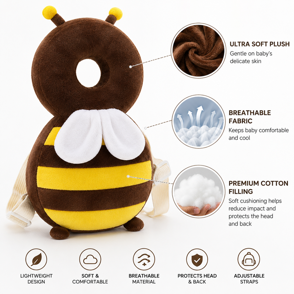 Baby Head Protector Cushion – Soft Safety Helmet For Crawling & Walking Babies