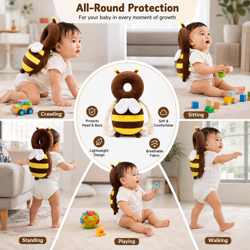 Baby Head Protector Cushion – Soft Safety Helmet For Crawling & Walking Babies