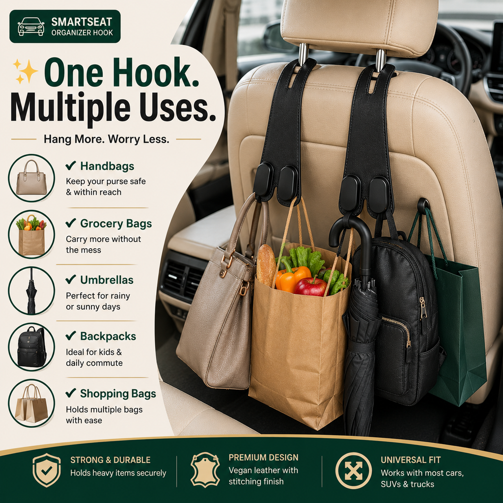 SmartSeat Organizer Hook™ | Turn Car Chaos Into Organized Space