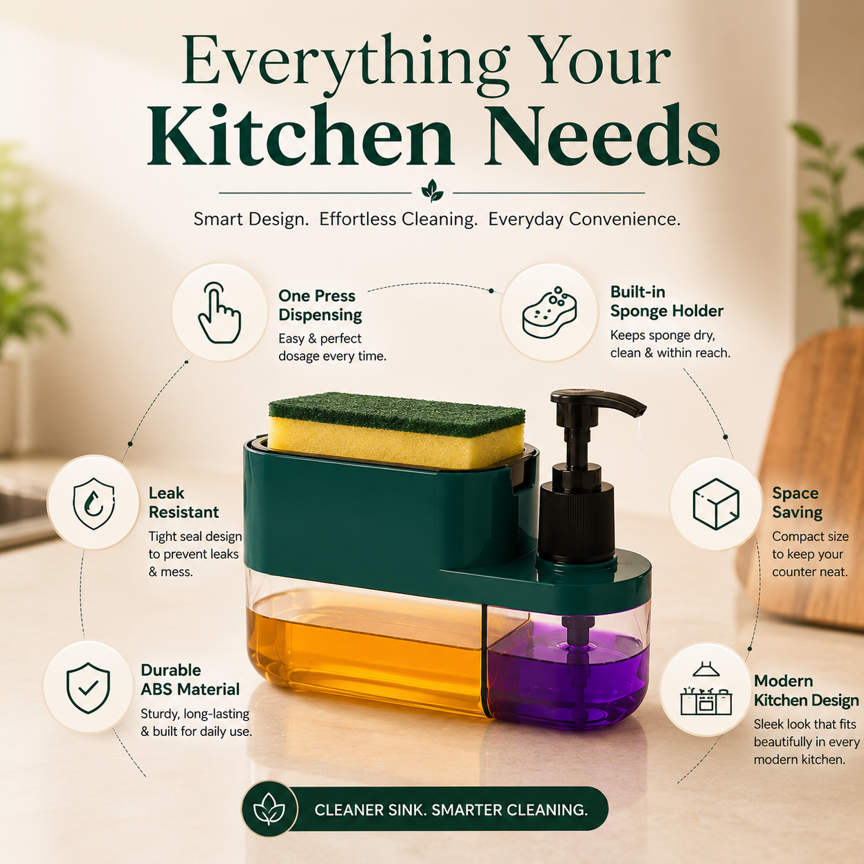 CleanFlow™ Pro | 3-in-1 Sink Organizer