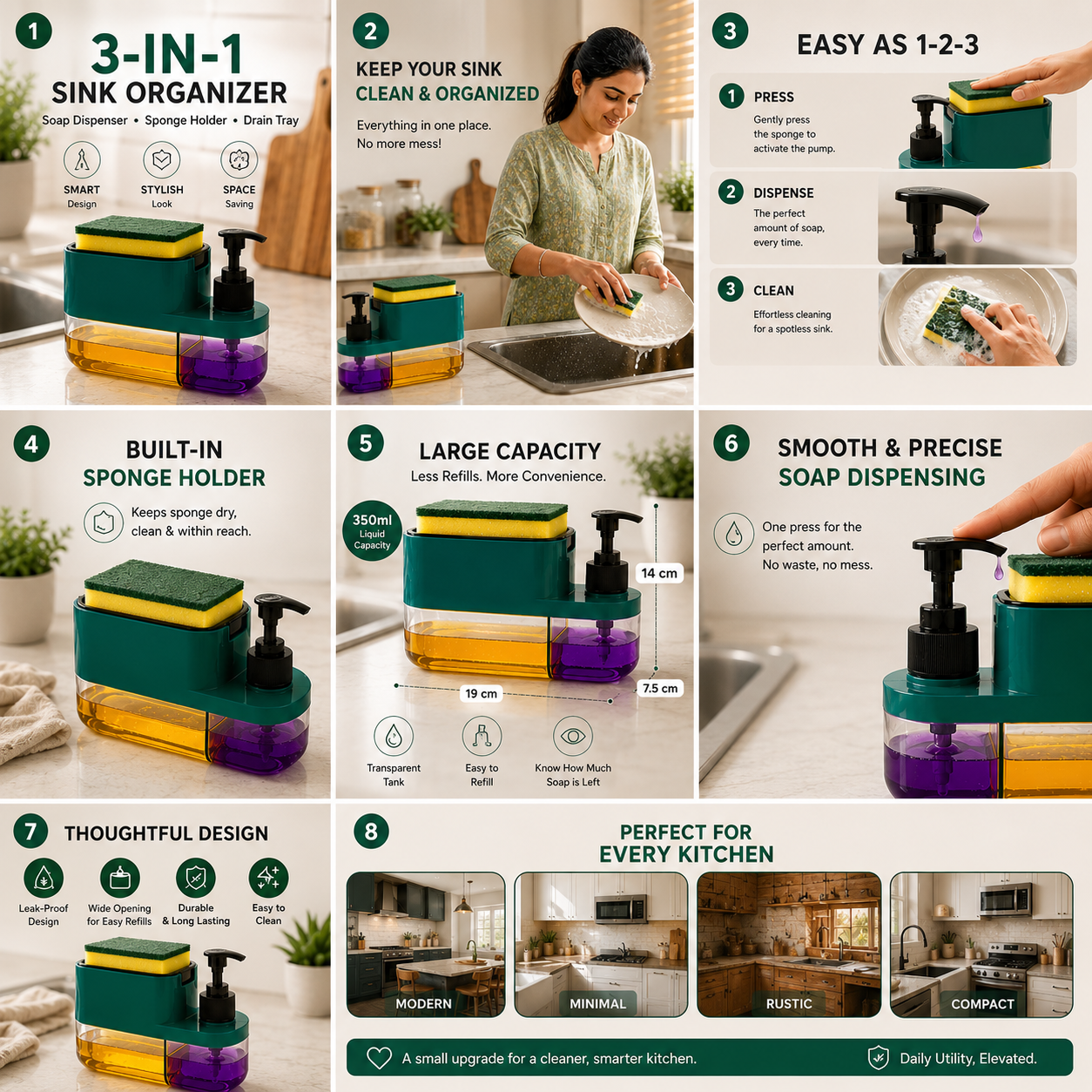 CleanFlow™ Pro | 3-in-1 Sink Organizer