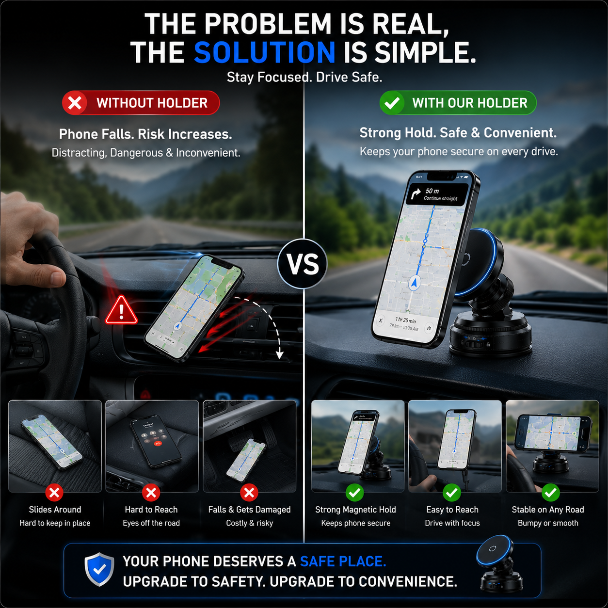 360° Vacuum Magnetic Car Phone Holder