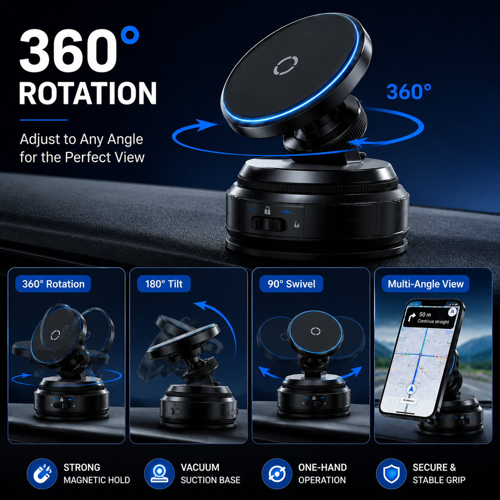 360° Vacuum Magnetic Car Phone Holder