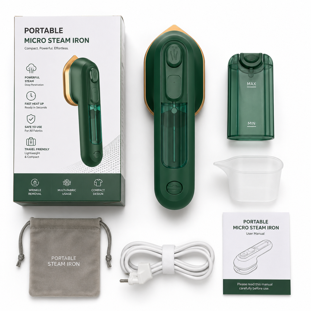SteamPress™ Portable Handheld Garment Steamer – Travel Friendly Mini Iron