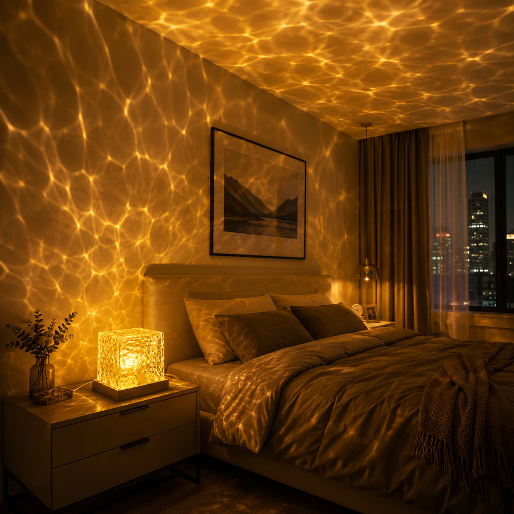 Rotating Water Ripple Aura Lamp | Luxury Ambient Night Light