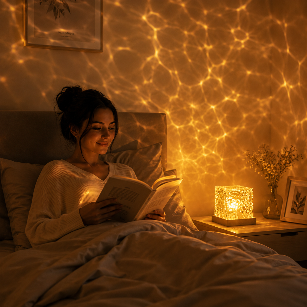 Rotating Water Ripple Aura Lamp | Luxury Ambient Night Light