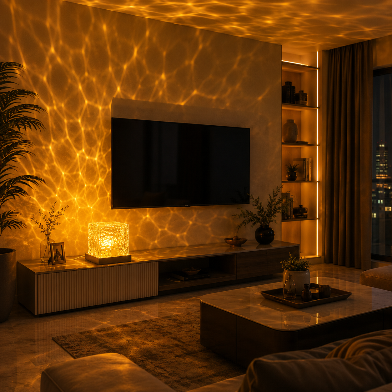 Rotating Water Ripple Aura Lamp | Luxury Ambient Night Light