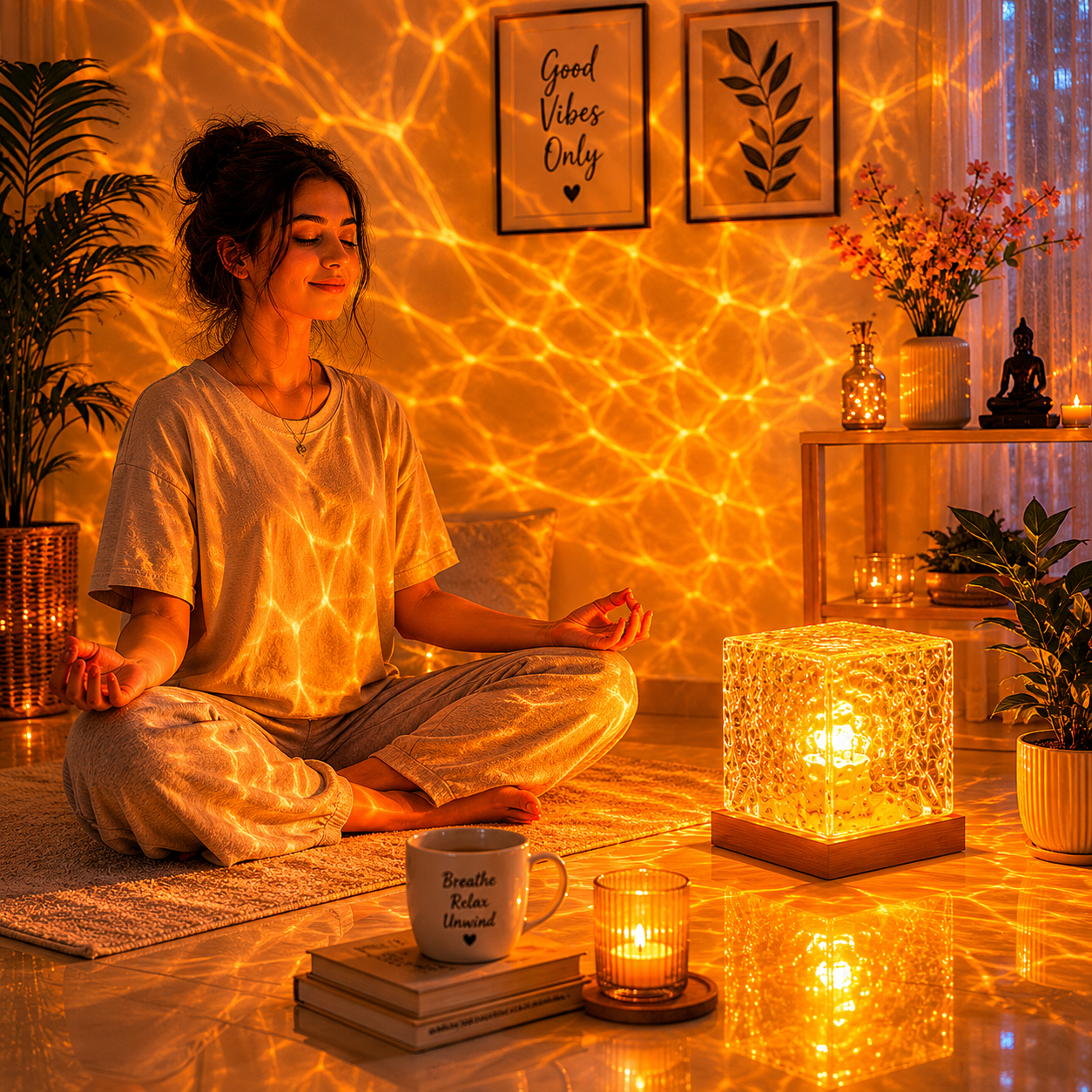 Rotating Water Ripple Aura Lamp | Luxury Ambient Night Light