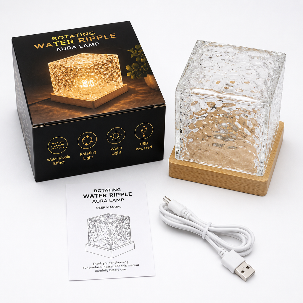 Rotating Water Ripple Aura Lamp | Luxury Ambient Night Light