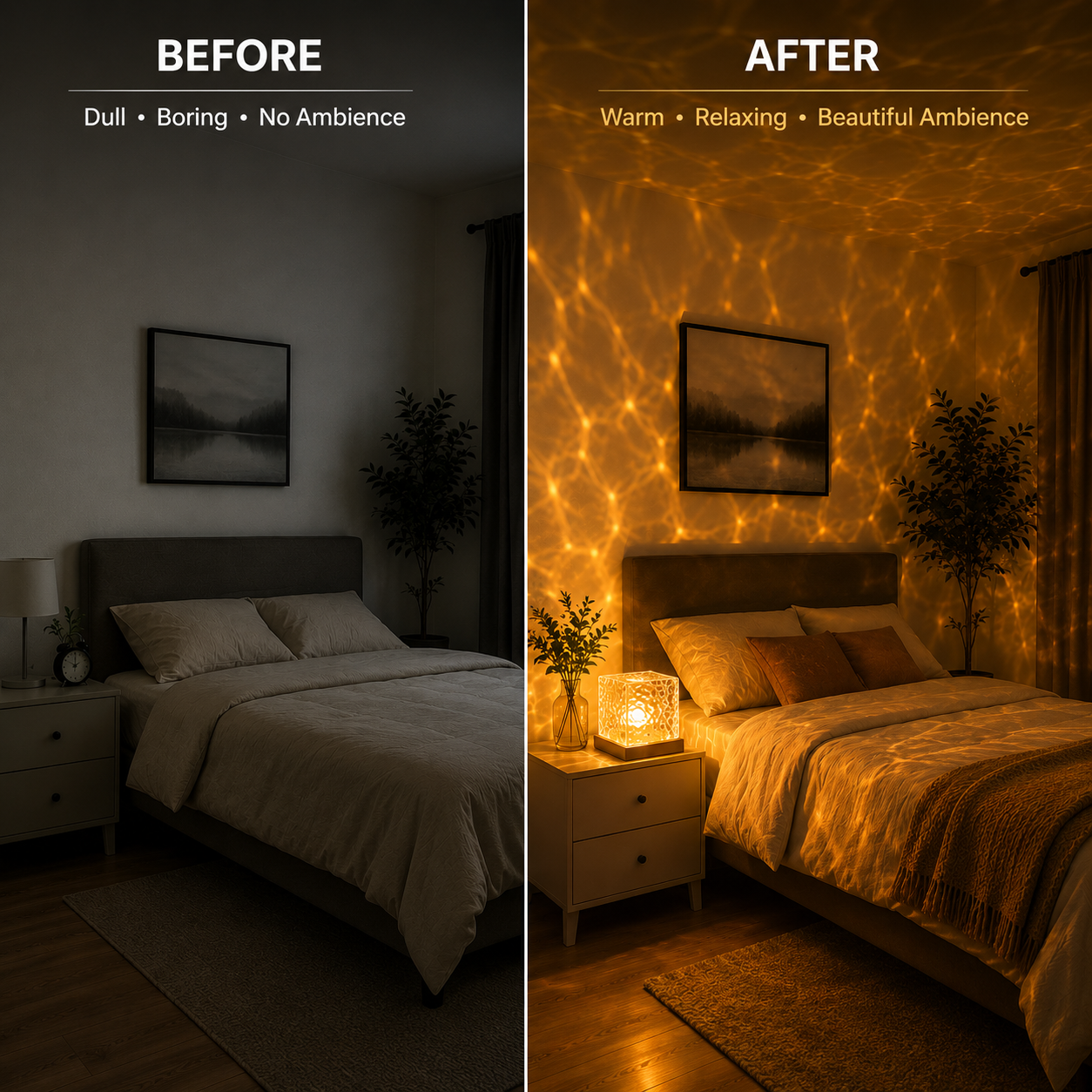 Rotating Water Ripple Aura Lamp | Luxury Ambient Night Light