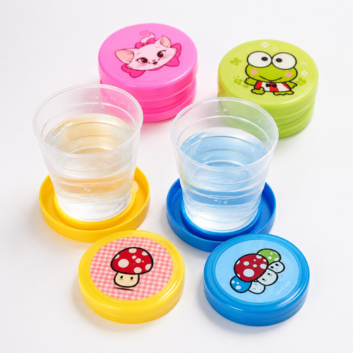 Multi Color Magic Foldable Portable Cups (Pack of 2) – Travel Friendly Collapsible Drinking Glass for Kids & Family